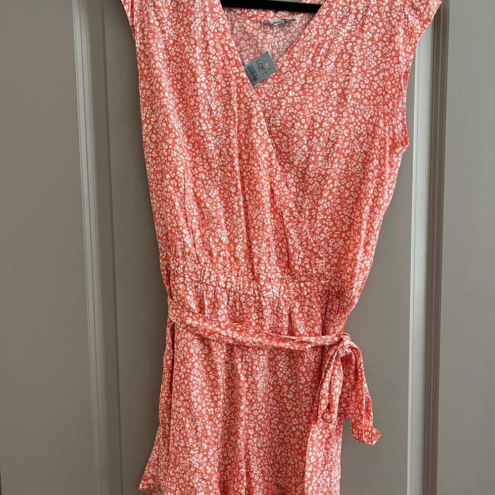 Coral floral romper